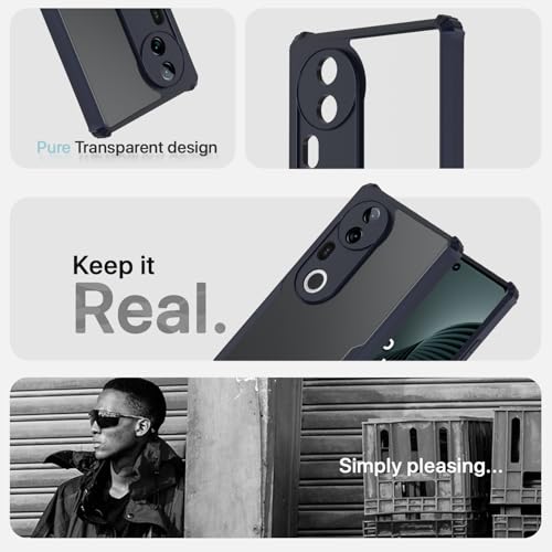 Image of Outlouders Back Cover for Vivo T4 Ultra 5G | Ultra Hybrid Transparent | Full Camera Protection | Raised Edge | Crystal Clear Bumper Case(Blue)