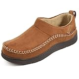 Zizor Men's Doyle Memory Foam Moccasin House Shoes Slippers(Cold Tawny,Size 11)