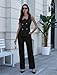 2 Piece Sets for Women Summer Fashion Button Scoop Neck Crop Vest Blazer Wide Leg Pants Suit Vacation Travel Black M