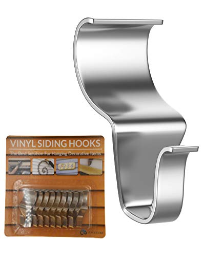 Vinyl Siding Hooks Hanger - Heavy Duty 18Lbs Stainless No-Hole Needed Vinyl Siding Clips for Hanging- Vinyl Siding Hooks for Outdoor Decorations 10 Pack
