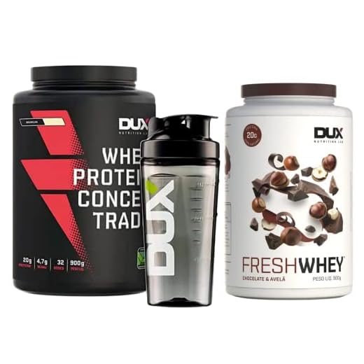 Whey Protein Concentrado Pote (900G) - Sabor Baunilha, Dux Nutrition Coqueteleira DUX Fresh Whey Chocolate e Avelã 900g - Dux Nutrition