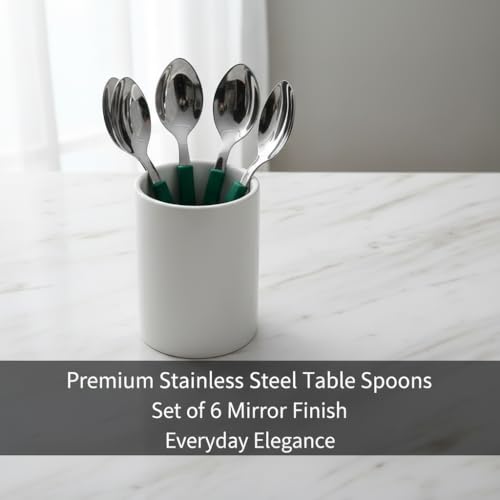 Image of Premium Stainless Steel Table Spoon Set for Kitchen 12 Pcs, Mirror Finish, Durable Rust-Resistant Spoon Set for Kids Cutlery, Tea, Coffee, Desserts Eating & Daily Dining (Combo- Multicolor)