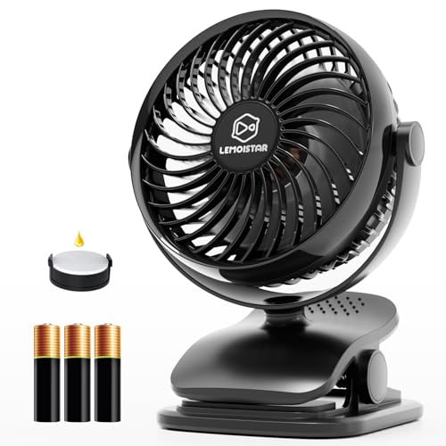 Shinebella AA Battery Powered Clip on Fan with 4-Speed 5 Small Desk Fan with Aroma Function USB Powered 360Rotation Ultra Quiet for Golf Cart Stroller Bedroom Car(Batteries Not Included)