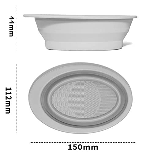 Makeup Brush Cleaning Mat, Silicone Makeup Brush Scrubber, Cosmetic Brush Cleaner, Brush Cleaning Pad, Foldable Makeup Brush Cleaning Bowl Suitable For Makeup Brush, Makeup Sponge, Powder Puff (Gray) #TOP3