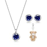 [Free bird] サファイア ネックレス レディース ピアス セット 9月 誕生石 シルバー925 ペンダント アクセサリーセット結婚 ネックレスギフト プレゼント