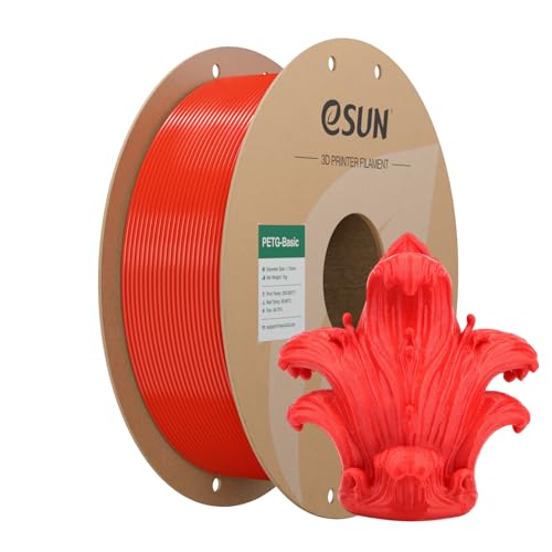 eSUN PETG Basic 3D Printer Filament 1.75mm, High Toughness & Glossy Finish Red PETG Filament, Dimensional Stable, 1kg (2.2lbs) Spool for FDM Printers