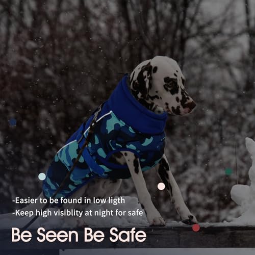 IECOii Hundemantel Winter,Warme Fleece Rollkragen Hundejacke,Wasserdicht Winterjacken Wintermäntel für Hunde,Reflektierend Verstellbar Kaltes Wetter Hundekleidung für Kleine Mittelgroße Grosse Hunde