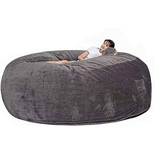 Puf gigante – Funda de sofá cama de piel sintética suave y esponjosa de 7 pies para niños, adolescentes y adultos (sin relleno)