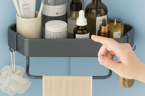 Image of Dangfly Wall-Mounted Stainless Steel Shelf with Towel Holder & Hooks - Chrome Finish Bathroom Organizer for Home & Hotel Use (2 Pcs Bath Shelf)