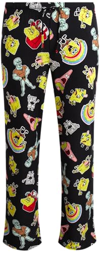 SpongeBob Mens All Over Print Pajama Pant with Adjustable, Elastic Waistband - Soft, Silky Sleepwear