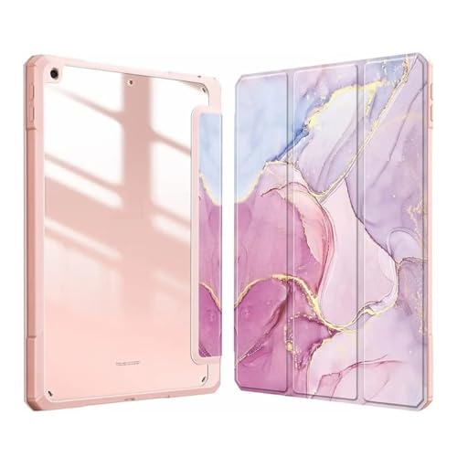 Coque acrylique iPad Pro 11 motif marbre rose premium avec fente stylet intégrée