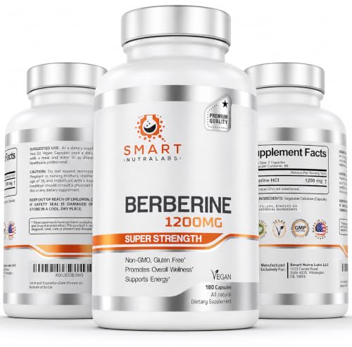 Smart Nutra Labs Premium Berberine HCL 1200mg 180 Vegan Capsules