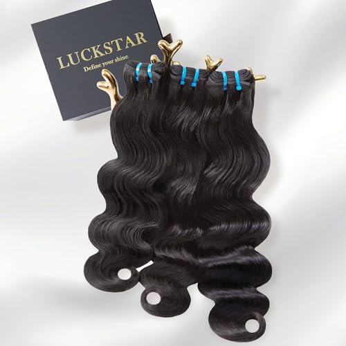 Luckstar Body Wave Real Human Hair Raw Bundles, 3 Bundles 18 20 22 Inch, Double Drawn Ultra Thin Weft, Cuticle Aligned, Long-Lasting Professional Sew-In Extensions, Reusable and Dyeable