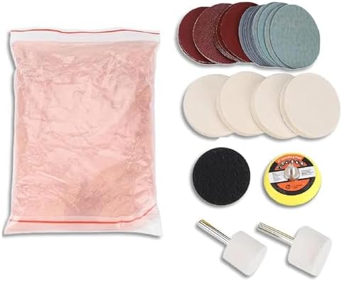 Glass Polishing Kit Windscreen Scratch Removal Set Ceric Dioxide Abrasive Discs Polish Pads for Removing Wiper Blade Damage Scuffs