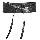 FIEIJ Hello My Life&Apparel Women's PU Leather Waist Belt Bow Tie Wrap Around Soft Boho Corset Fashion Elegant for Dresses (Black)