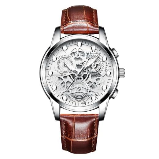 AuRiver Reloj Hombre Cronógrafo,Relojes Hombre Analógico Plano Cuarzo Fecha Indicador Clásico,Relojes Hombre 30M Impermeable Negocios Casual Deporte Luminoso con Correa de Cuero (Marrón)