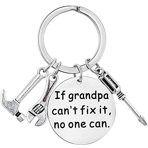 Grandpa Keychain Gift from Granddaughter Grandson Cool Cute Funny Mini Grandfather Hammer Tool Keychain Engraved Men Stainless Steel Key Ring Jewelry Present for Birthday, Father’s Day, Christmas