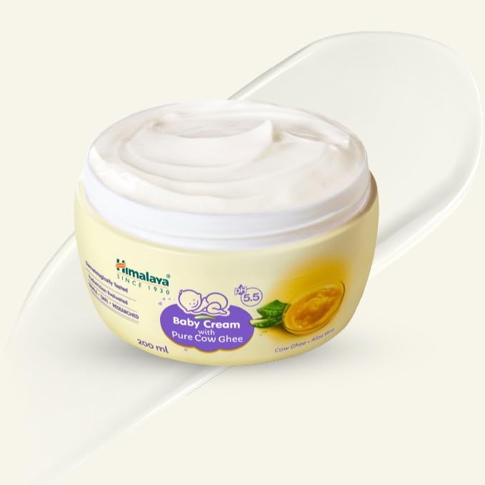 Image of Himalaya Baby Cream with Pure Cow Ghee & pH5.5 (200ml) | Moisturizes & nourishes skin all day long | For Dry and sensitive skin (Pack of 4)