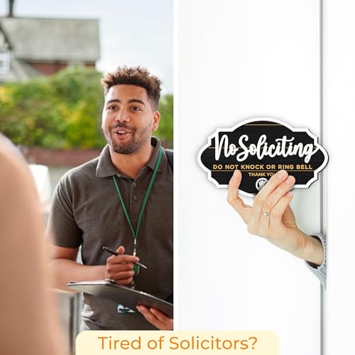 Image of Woodamore No Soliciting Sign For House Door - 2 Pack Do Not Knock Or Ring Doorbell Signs For Front Door Hanging, No Soliciting Signs For Home, No Solicitors Sign For Office