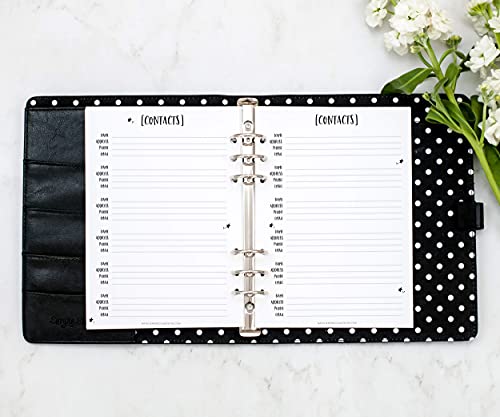A5 Address Contact Inserts for Filofax, Kikki K, Carpe Diem Planners, Whimsy (Planner Not Included)
