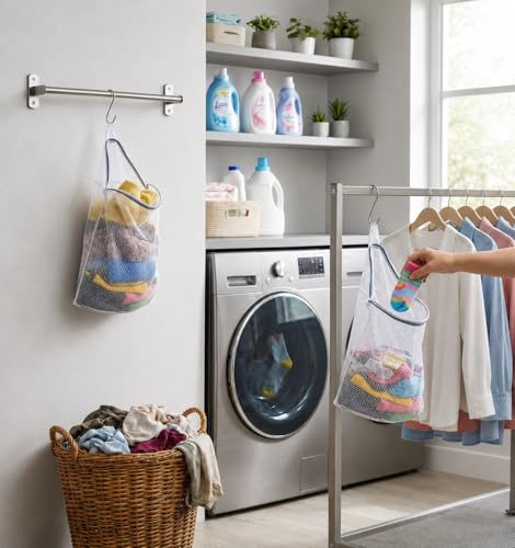 2Pcs Mesh Hanging Laundry Bags