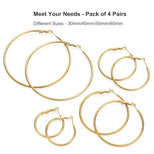 Ijuqi I929-GOLD-HOOP-EARRINGS Gold Hoop Earrings For Women - 14K Gold Plated Hypoallergenic Stainless Steel Gold Earrings Set thumb #1