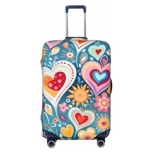 Suitcase Covers for Luggage, Luggage Cover Protector Fits 18-32 Inch Luggages (Love Heart Sunflower, S)