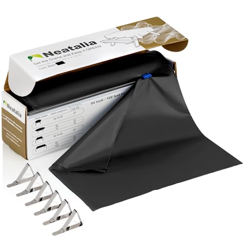 Neatalia 120Ft By 54In Black Disposable Plastic Tablecloth Roll With Slide-Cutter, Plus 6 Metal Table Cover Clips | For Any Size/Shape #TOP11