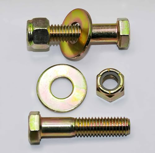 Image of 3 /8 inch x 1-3 /4 inch Hex Head Bolt by Color Galvanization with Nylon Lock nut and Large Size Washer Assortment Kit,Alloy Steel,Grade 5.(8pcs Pack),by Metalsuberg.