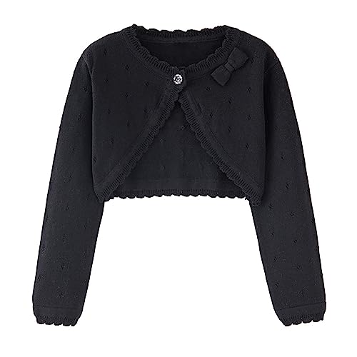 ASHER FASHION Little Girls Bolero Cardigan Long Sleeve Kids Cute Knitted Shrug Sweaters Dress Cover Up Cropped Tops