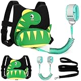 Accmor Toddler Harness Leash + Anti Lost Wrist Link, Cute Dinosaur Kids Harness with Leash, Adorable Child Harness Leash Wristband Strap Belt Protector for Baby Boys Girls to Outdoor Travel