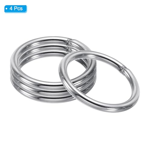 PATIKIL 40mm Metal O Rings, 4 Pack 304 Stainless Steel Round Rings for Hardware Bags Belts Hanging Baskets DIY Craft Supplies - Image 3