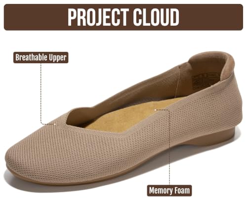 Image of Project Cloud Womens Flats Memory Foam Ballet Flats for Women (Prospect) | Memory Foam Insole and Lightweight Design - Non-Slip Sole Comfortable and Durable Womens Flats for All Occasions