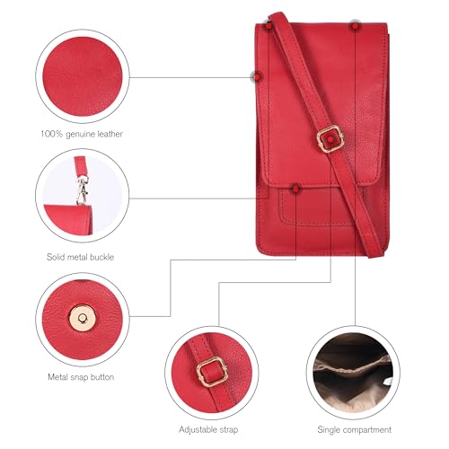 Image of Oak Leathers Small Crossbody Bag For Women - Mini Cell Phone Purse - Crossover Wallet Bag With Adjustable Shoulder Strap