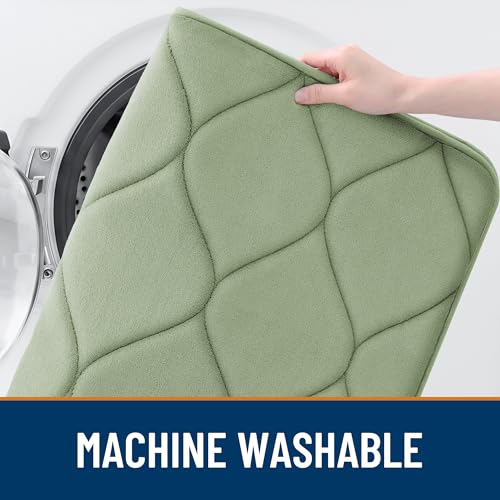 Image of Smiry Memory Foam Bath Mat 24 inchx16 inch, Ultra Soft Non-Slip Bathroom Rug, Plush Water Absorbent Quick Dry and Machine Washable Floor Mat for Shower, Tub & Home Decor, Sage Green