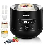 FOHERE Yogurtiera Elettrica con 2 XXL Vasetti da 2000 ml e 1400 ml, 4 * 125 ml Contenitori con Coperchio, 8 Programmi Preimpostati, Accessori per Yogurt Greco, Timer Digitale, 100% BPA Free