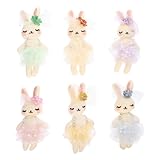 SAFIGLE 6pcs Small Stuffed Bunnies: Mini Plush Easter Bunny Animals, Rabbit Doll in Gingham Dress - Soft Plush Rabbit Dolls for Kids, Perfect for Easter, Playtime and Decoration