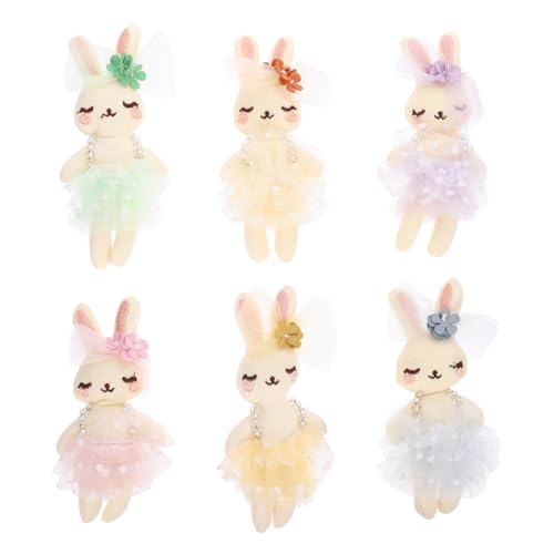 VICASKY 6 Pcs Bunny Plush Dolls - Adorable Pink Ballerina Stuffed Animals for - for Basket Stuffers and Boys