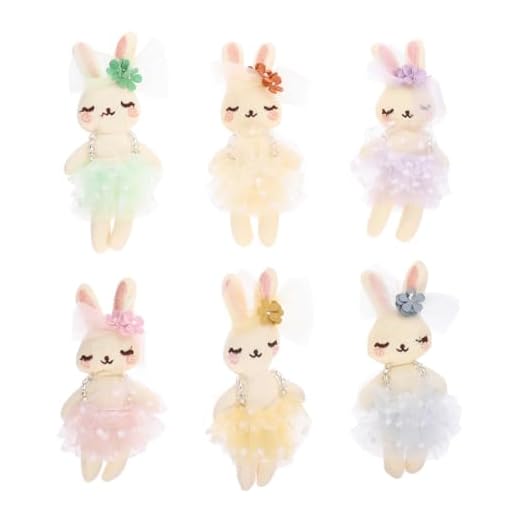 SAFIGLE 6pcs Small Stuffed Bunnies: Mini Plush Easter Bunny Animals, Rabbit Doll in Gingham Dress - Soft Plush Rabbit Dolls for Kids, Perfect for Easter, Playtime and Decoration