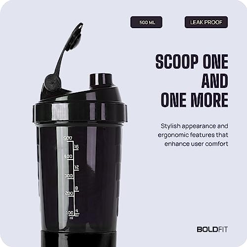 Boldfit Spider Gym Shaker Bottle, Shakers for Protein Shake with 2 Storage Compartment Gym protein shaker for workout (High Density Polyethylene,... - Image 4