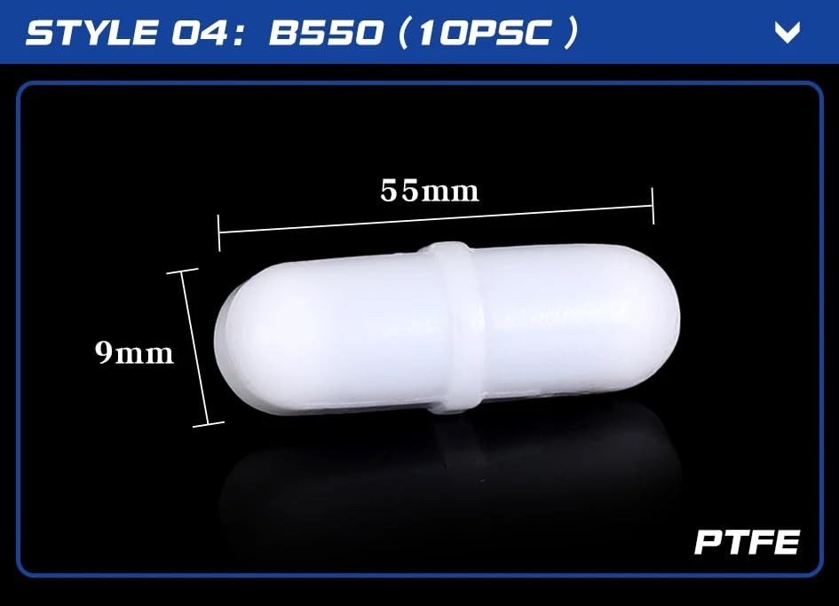 10 szt. Mieszadła magnetyczne PTFE - Kształtowane pręty mieszające z politetrafluoroetylenu do użytku laboratoryjnego(B550(D9xL55mm))