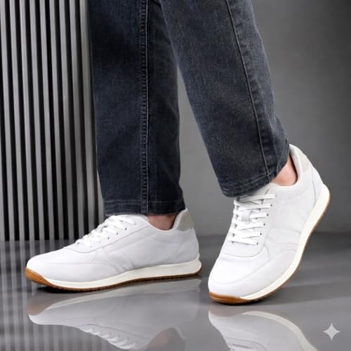 Image of Blue Leather by Centrino Genuine Leather Men's Sneakers | Leather Made Cushioned Insole Comfortable Shoes | Trendy & Stylish Modern Sneakers | Durable TPR Sole (4089)