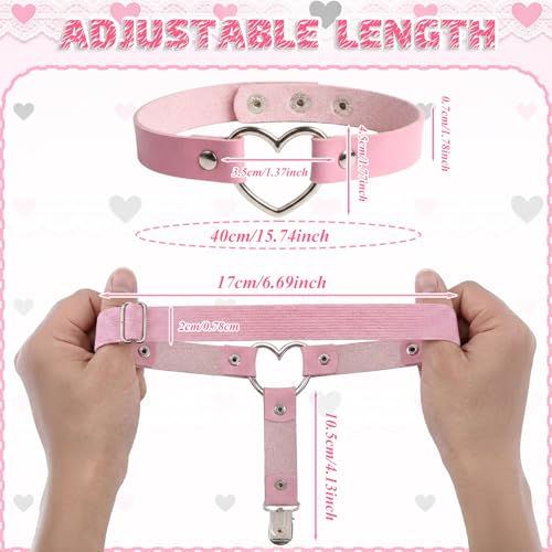 6 Stück Strumpfband Damen Set, Leder Bein Strumpfband Choker – Bild 2