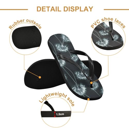 Clear Flowers Flip Flop Sandal for Women Men, Casual Beach Slippers Indoor Outdoor XS3