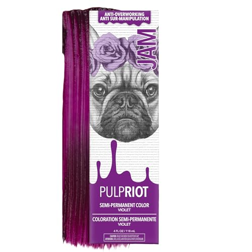Pulp Riot Semi Permanent Hair Color Jam Violet Long-Lasting Vibrancy Anti-Overworking Formula Vegan Conditioner-Based 4oz Tube