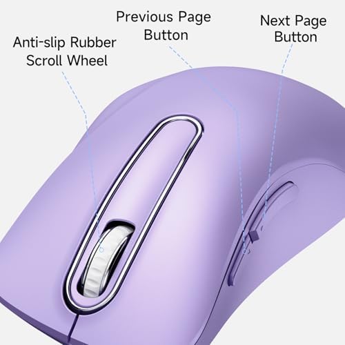 memzuoix Wired Mouse, USB Computer Mouse 1400 DPI Mobile Optical Mouse Ergonomic Design Computer Mice with 5FT Cord for Laptop, PC, Desktop, MacBook, 5 Buttons (Lilac) - 2