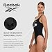 Reebok One Piece Swimsuit Women, Scoop Back High Cut Womens Bathing Suits One Piece, Ladies Athletic Backless Swim Suit Black