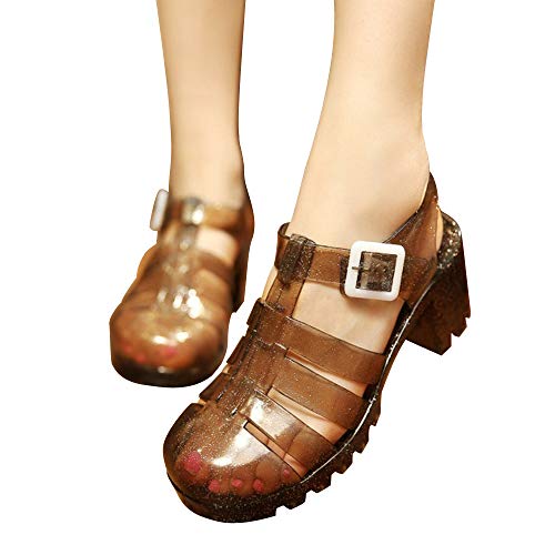 Image of Hee grand Crystal Jelly Heel Sandals for Women Summer Beach Jelly Shoes