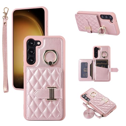 Étui portefeuille pour Samsung Galaxy S23 5G rose avec porte-cartes GS23