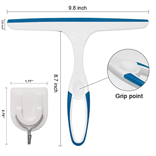 Image of 3 Pack Rubber Glass Shower Door Squeegee with 3 Shower Hooks, Multifunctional Squeegee Tool